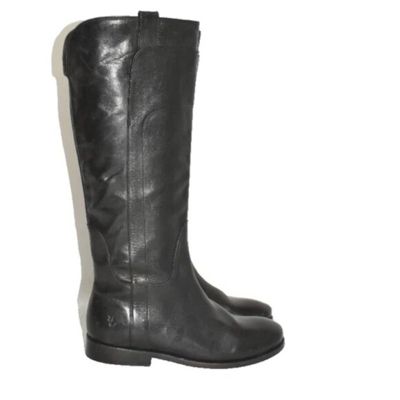 $450 FRYE Paige Tall Riding KNEE Boot LAYERED SHAFT LEATHER BLACK 7 (MG29) - Picture 2 of 8
